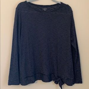LOFT Navy Blue White Stripe Loft long sleeve top